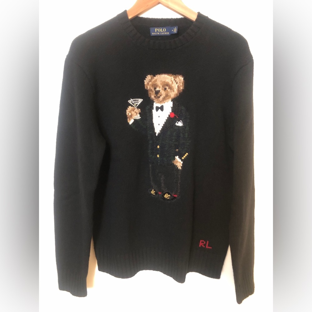 Polo Bear Sweater/Bear Holding a Martini